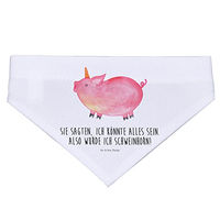 Produktbild von Mr. & Mrs. Panda Hundehalstuch Einhorn Schwein Dreieckstuch Bunt Weiß Größe M