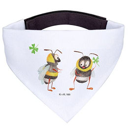 Mr. & Mrs. Panda Hundehalstuch Hummeln und Kleeblatt aus Polyester in Weiß Größe L – Bild 1 von 4