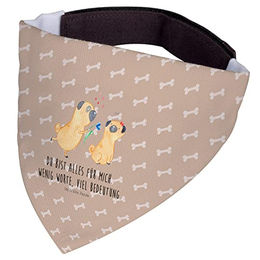 Mr. & Mrs. Panda Hundehalstuch Mops Design aus Polyester in Braun und Beige Größe S – Bild 1 von 3