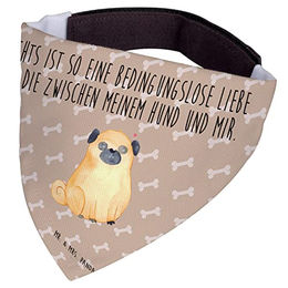 Mr. & Mrs. Panda Hundehalstuch Mops in Braun und Beige Größe M – Bild 1 von 4