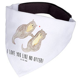 Mr. & Mrs. Panda Hundehalstuch Otter Motive Weiß Stoff Größe M – Bild 1 von 2