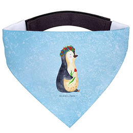 Mr. & Mrs. Panda Hundehalstuch Pinguin Blumen Blau aus Polyester Größe M – Bild 1 von 6