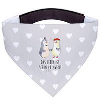 Produktbild von Mr. & Mrs. Panda Hundehalstuch Pinguin Heirat Bandana aus Polyester Grau Größe S
