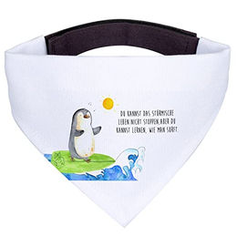 Mr. & Mrs. Panda Hundehalstuch Pinguin Surfer Bandana aus Polyester Weiß Größe L – Bild 1 von 4