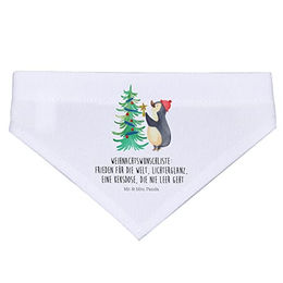 Mr. & Mrs. Panda Hundehalstuch Pinguin und Weihnachtsbaum Weiß aus Polyester – Bild 1 von 2