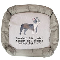 Produktbild von Mr. & Mrs. Panda Hundekissen Boston Terrier Moment Plüsch Grau Größe L