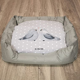Mr. & Mrs. Panda Hundekissen Turteltauben Liebe Grau Polyester – Bild 1 von 5