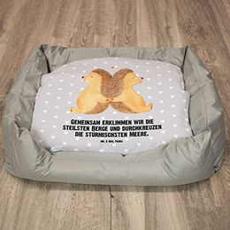 Mr. & Mrs. Panda Hundekörbchen Igel Motiv aus Stoff in Grau Größe L – Bild 1 von 4