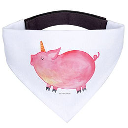 Mr. & Mrs. Panda Hundeschal Einhorn Schwein Halstuch aus Polyester in Weiß und Rosa – Bild 1 von 5