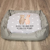 Produktbild von Mr. & Mrs. Panda Katzenbett Bär und Hase Umarmen aus Plüsch Grau Größe L