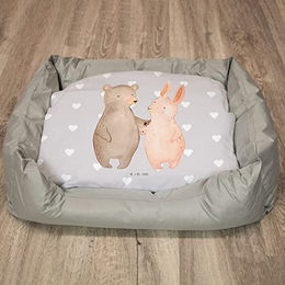 Mr. & Mrs. Panda Katzenbett Bär und Hase Umarmen aus Plüsch in Grau Größe L – Bild 1 von 5
