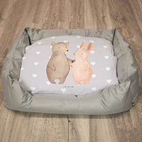 Produktbild von Mr. & Mrs. Panda Katzenbett Bär und Hase Umarmen aus Plüsch in Grau Größe L