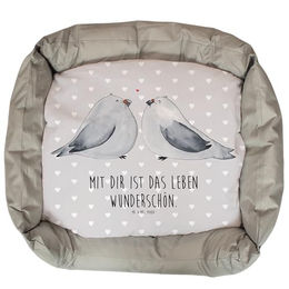 Mr. & Mrs. Panda Kuschelbett Turteltauben Liebe Katzenbett aus Plüsch Grau Größe L – Bild 1 von 6
