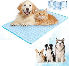 Mrilary Kühlmatte für Hunde und Katzen, auslaufsicher und waschbar, selbstkühlende Sommermatte, blau – Bild 1 von 2