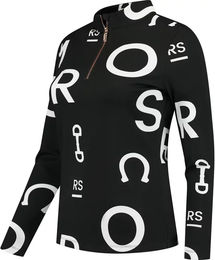 Produktbild von Mrs. Ros Reitshirt Damen Langarm Jet Set Logo Schwarz