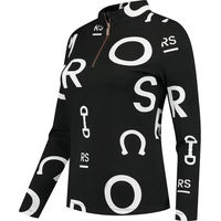 Produktbild von Mrs. Ros Reitshirt Damen Langarm Jet Set Logo Schwarz XL