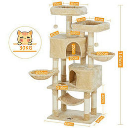 MSMASK Kratzbaum für Katzen mit großer Höhle und Sisal-Stämmen XL – Bild 1 von 2