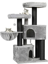 MSMASK Kratzbaum für Katzen mit Sisal-Kratzstangen und 2 Aussichtsplattformen in Größe L – Bild 1 von 3