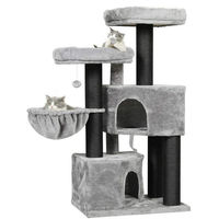 Produktbild von MSMASK Kratzbaum für Katzen mit Sisal-Kratzstangen und 2 Aussichtsplattformen in Größe L