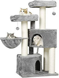MSMASK Kratzbaum für Katzen mit Sisal-Kratzstangen und 2 Aussichtsplattformen in Größe L – Bild 1 von 4