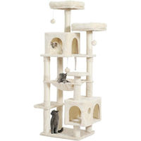 Produktbild von MSMASK Kratzbaum groß für Katzen mit 2 Plattformen, 2 Katzenhöhlen, Hängematte und Sisalpfosten