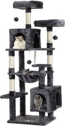MSMASK Kratzbaum groß für Katzen mit 2 Plattformen, 2 Katzenhöhlen, Hängematte und Sisalpfosten – Bild 1 von 4