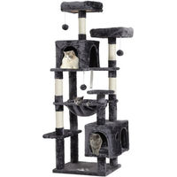 Produktbild von MSMASK Kratzbaum groß für Katzen mit 2 Plattformen, 2 Katzenhöhlen, Hängematte und Sisalpfosten