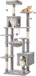 MSMASK Kratzbaum groß für Katzen mit 2 Plattformen, 2 Katzenhöhlen, Hängematte und Sisalsäulen, 173 cm, XL Mehrstöckiger Kletterbaum – Bild 1 von 3