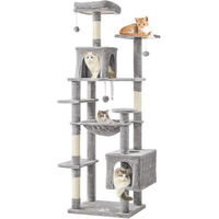 Produktbild von MSMASK Kratzbaum groß für Katzen mit 2 Plattformen, 2 Katzenhöhlen, Hängematte und Sisalsäulen, 173 cm, XL Mehrstöckiger Kletterbaum