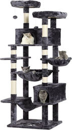 MSMASK Kratzbaum XXL für Katzen mit 2 Höhlen, 2 Plattformen, Hängematte und Deckenspanner, deckenhoch 193cm – Bild 1 von 5
