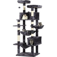 Produktbild von MSMASK Kratzbaum XXL für Katzen mit 2 Höhlen, 2 Plattformen, Hängematte und Deckenspanner, deckenhoch 193cm