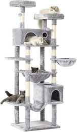 MSMASK Kratzbaum XXL für Katzen mit 2 Höhlen, 2 Plattformen und Hängematte, deckenhoch 193cm mit Sisal – Bild 1 von 5
