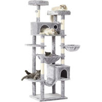 Produktbild von MSMASK Kratzbaum XXL für Katzen mit 2 Höhlen, 2 Plattformen und Hängematte, deckenhoch 193cm mit Sisal