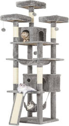 MSMASK XXL Kratzbaum für Katzen mit 3 Plattformen, 2 Höhlen, Hängematte und Kratzbrett, 194 cm hoch – Bild 1 von 5