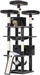 MSMASK XXL Kratzbaum für Katzen mit 3 Plattformen, 2 Höhlen, Hängematte und Kratzbrett, 194 cm hoch – Bild 1 von 5