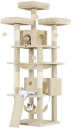 MSMASK XXL Kratzbaum für Katzen mit 3 Plattformen, 2 Höhlen und Hängematte, 194 cm hoch – Bild 1 von 5