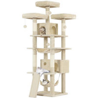 Produktbild von MSMASK XXL Kratzbaum für Katzen mit 3 Plattformen, 2 Höhlen und Hängematte, 194 cm hoch
