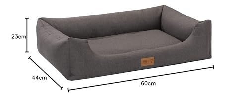 Produktbild von MSS e.K. Hundebett Sofa Braun mit abnehmbarem Velours-Bezug und weicher Polsterung Größe S 60 x 44 cm