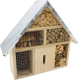 mucHome Insektenhotel aus Naturholz mit Metalldach 28cm wetterfest – Bild 1 von 3