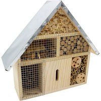 Produktbild von mucHome Insektenhotel aus Naturholz mit Metalldach 28cm wetterfest