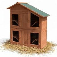 Produktbild von Mucola Hasenstall aus Holz mit 4 Boxen und Freilauf für Kaninchen 113x55x128cm mit Edelstahl-Schublade und Rampen