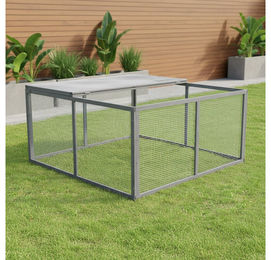 Produktbild von Mucola Holz Freilaufgehege für Kleintiere Kaninchen Meerschweinchen Huhn 120 x 120 cm wasserabweisend Grau