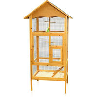 Produktbild von Mucola Holz Vogelvoliere für Papageien und Wellensittiche mit 2 Türen und Kotschublade Braun 74 x 74 x 194 cm