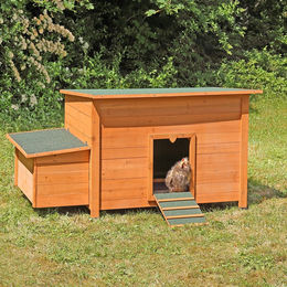 Mucola Hühnerstall aus Holz mit 2 Nistplätzen und aufklappbarem Dach in Braun – Bild 1 von 9