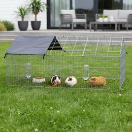 Mucola Kleintier Freigehege aus verzinktem Metall mit Sonnenschutz für Kaninchen und Meerschweinchen 180x75x75 cm – Bild 1 von 4