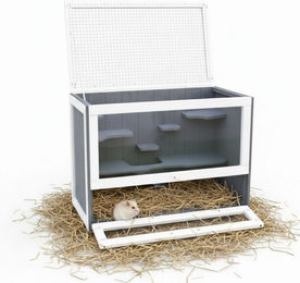 Mucola Kleintierkäfig aus Holz mit Plexiglas-Frontscheiben für Hamster und Mäuse – Bild 1 von 5