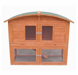 Mucola Kleintierstall aus Holz mit Runddach und Freilaufgehege für Kaninchen und Meerschweinchen Braun 120x56x98 cm – Bild 1 von 13