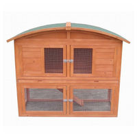 Produktbild von Mucola Kleintierstall aus Holz mit Runddach und Freilaufgehege für Kaninchen und Meerschweinchen Braun 120x56x98 cm