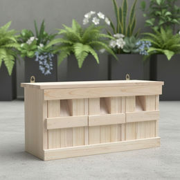 Mucola Nistkasten aus Holz mit 3 Nistkammern für Spatzen und Meisen in Natur und Braun – Bild 1 von 7