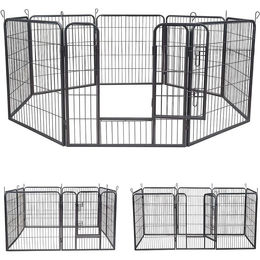 Mucola Welpenlaufstall aus Metall mit 8 Elementen 80x80cm Silber - 8 x 0,64 Stk. – Bild 1 von 2